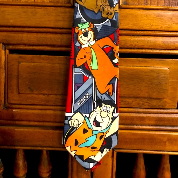 Vintage 1994 Lakeside Apparel Cartoon Network Neck Tie Flintstones Yogi Bear - Picture 2 of 13